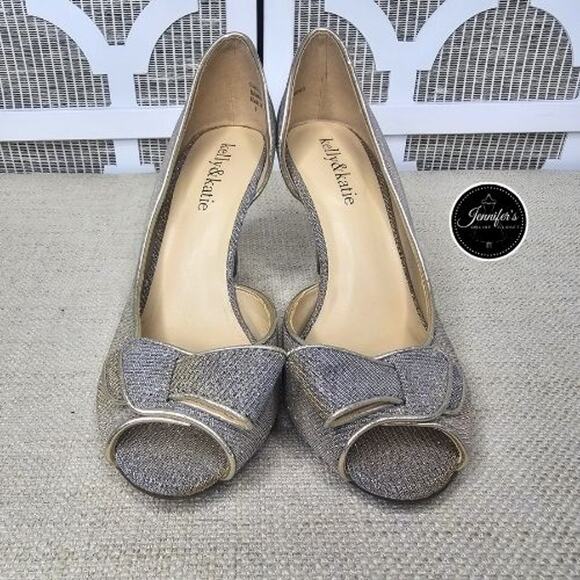 Kelly & Katie Metallic Gold/Silver Janet Peep Toe Pump Size 6 - Picture 2 of 13